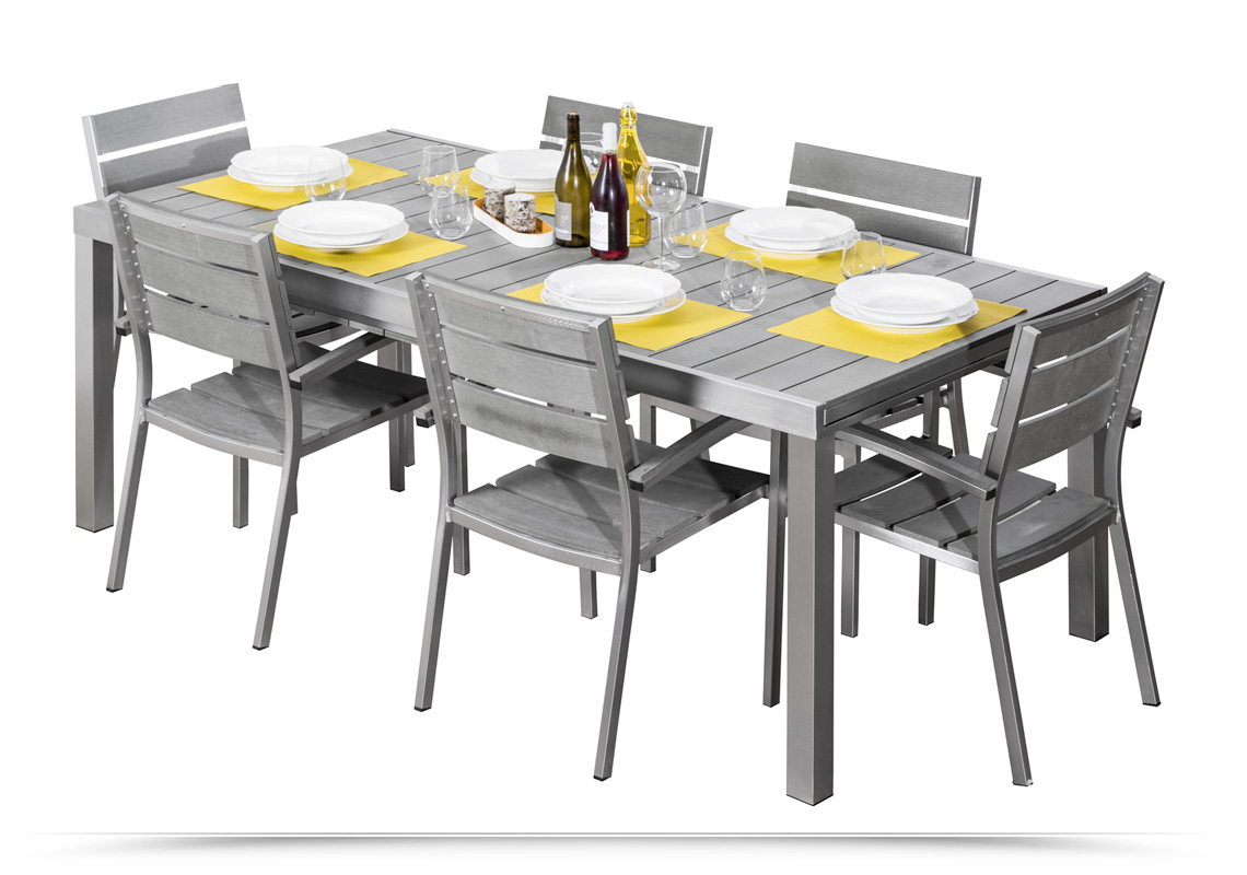 set pranzo tavolo con sedie polywood